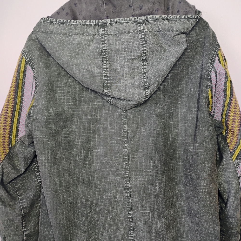 Anthropologie Pilcro Utility Anorak Jacket Womens XS Green Embroidered Bohemian - Picture 9 of 15